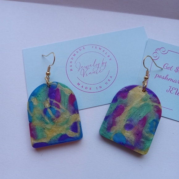 Hand Crafted Jewelry - Hand Crafted Multicolor Arch Earrings
